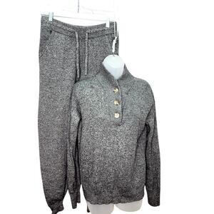 Tommy John Gray Sweater Henley & Joggers Lounge Set Size Medium  Cotton & Modal
